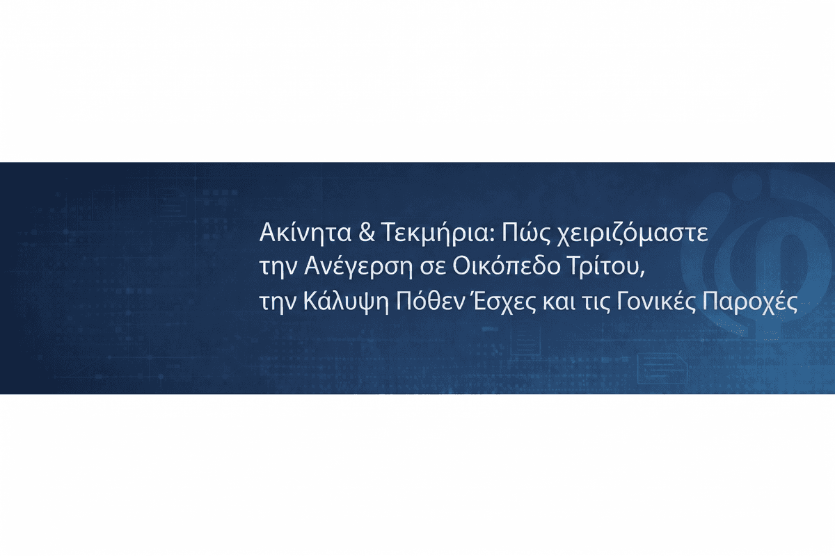 Ακίνητα & Τεκμήρια: Πώς χειριζόμαστε την Ανέγερση σε Οικόπεδο Τρίτου, την Κάλυψη Πόθεν Έσχες και τις Γονικές Παροχές