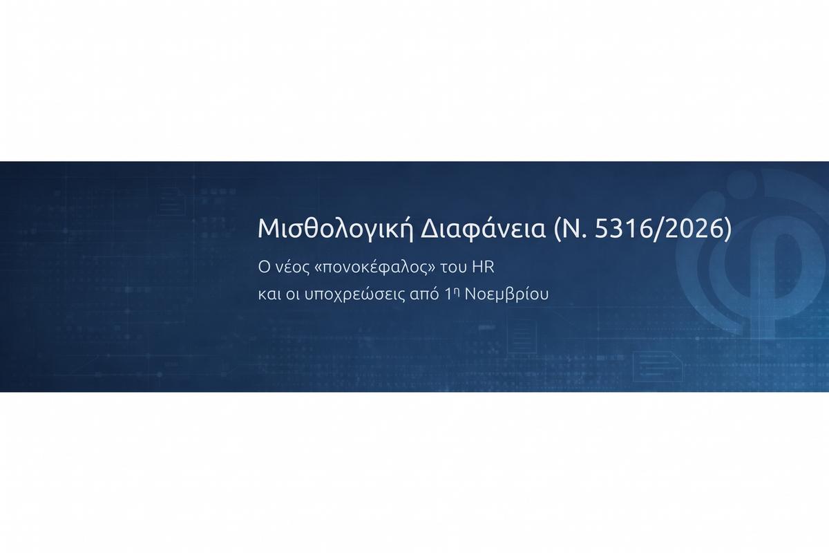 Μισθολογική Διαφάνεια (Ν. 5316/2026): Ο νέος «πονοκέφαλος» του HR και οι υποχρεώσεις από 1η Νοεμβρίου