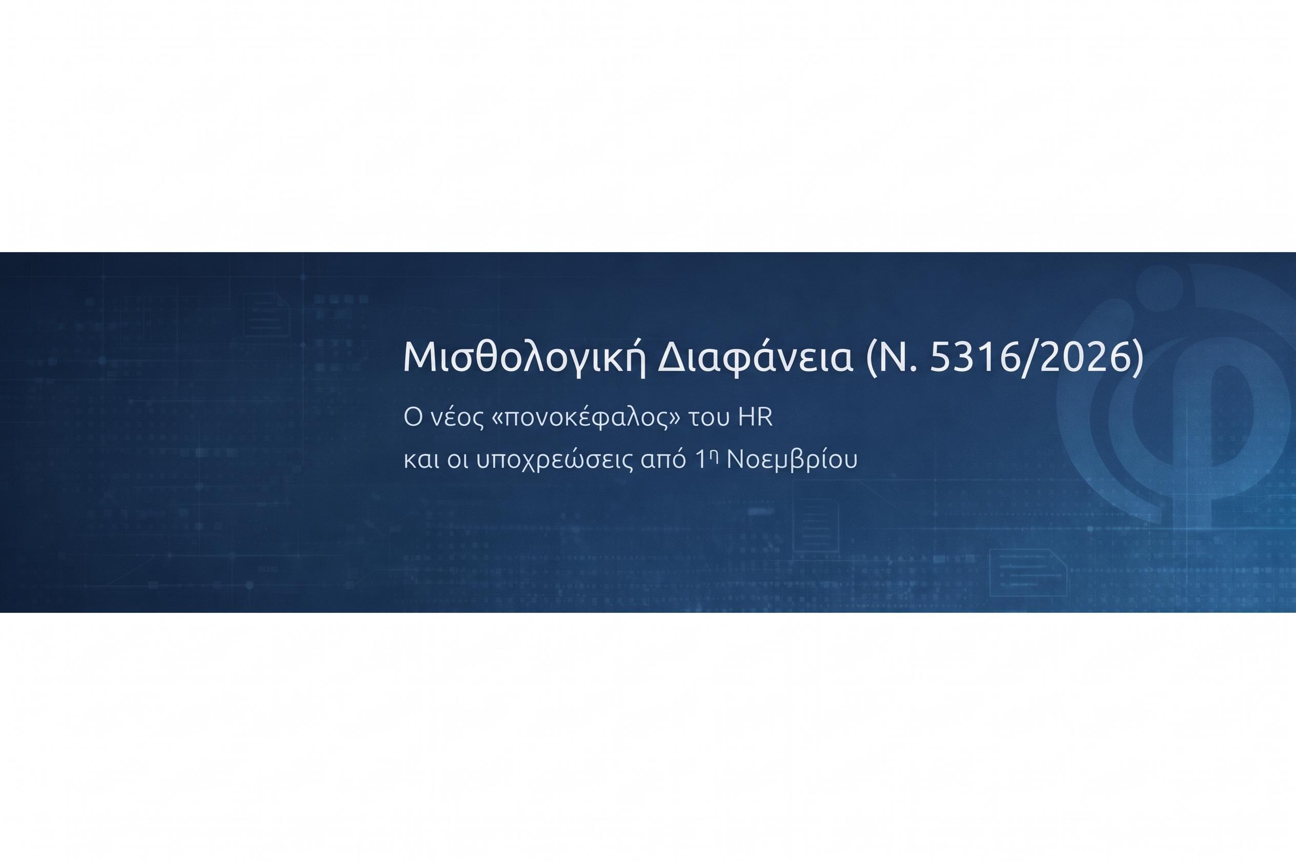 Μισθολογική Διαφάνεια (Ν. 5316/2026): Ο νέος «πονοκέφαλος» του HR και οι υποχρεώσεις από 1η Νοεμβρίου